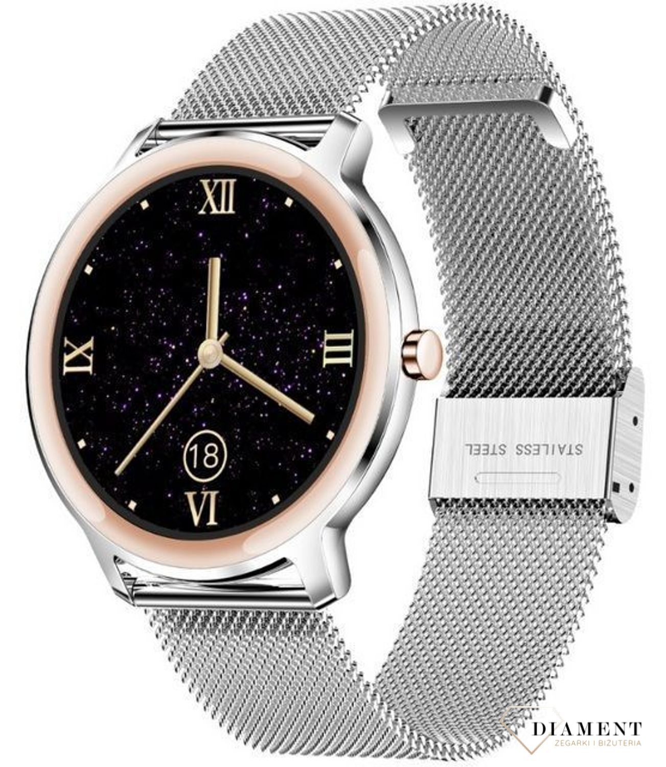 Smartwatch Rubicon na bransolecie Super Slim 9 mm srebrny RNBE66 (5).jpg